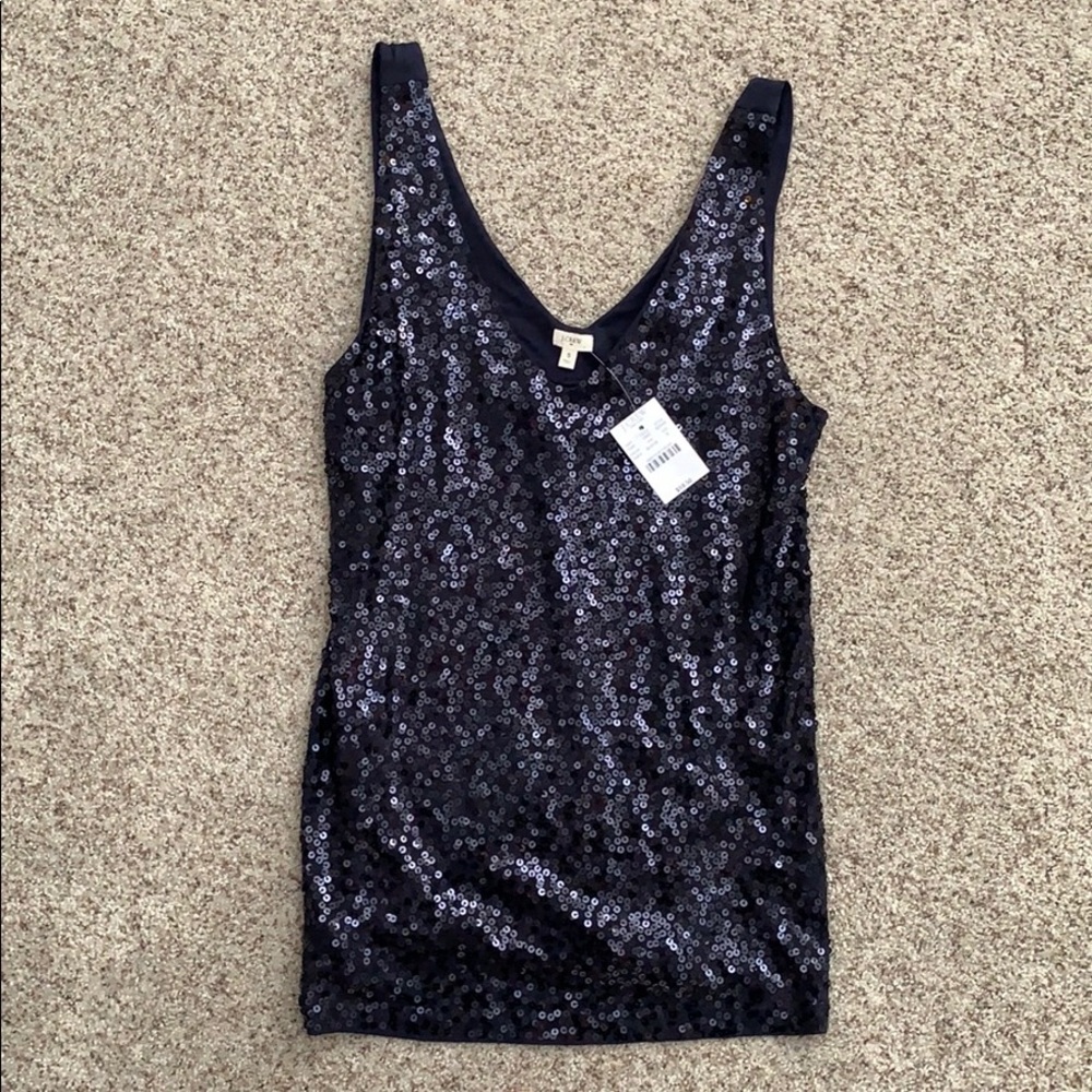 NWT J. Crew Factory Navy Sequins Tank Size Small